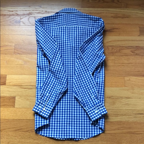 Jones New York Blue And White Check Long Sleeve Front Button Up Top Size S - Picture 3 of 5